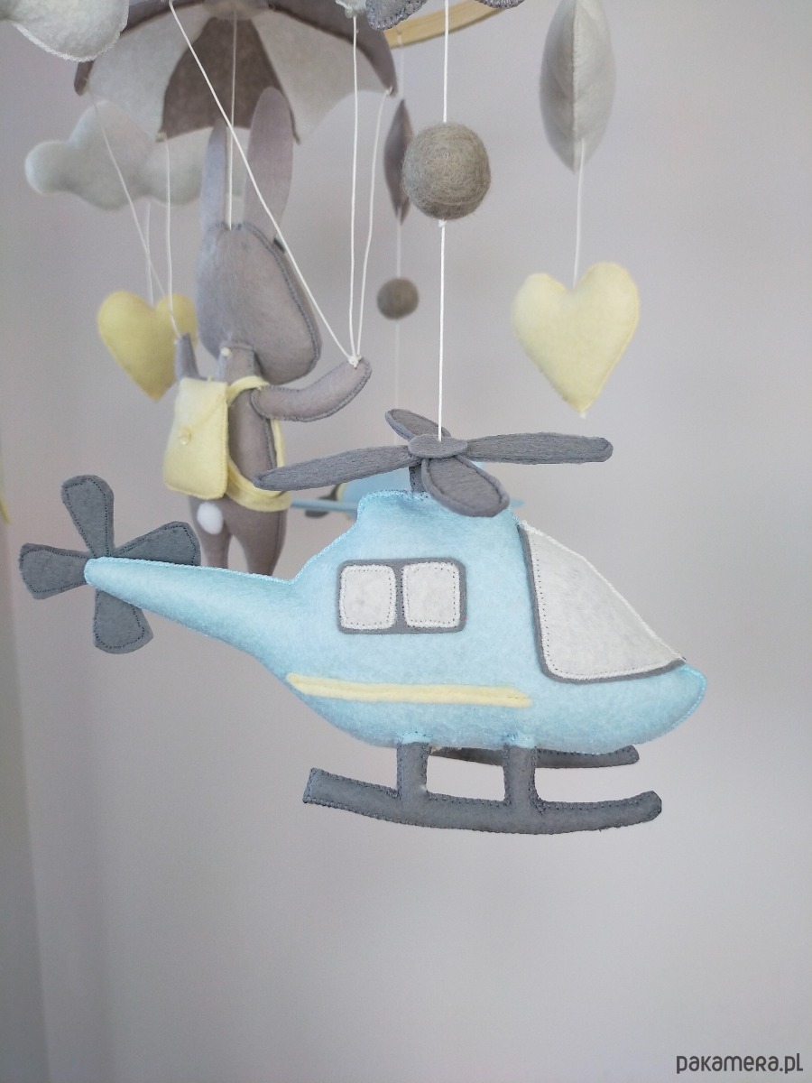 karuzele i girlandy do łóżeczka Karuzela handmade dla dzieci , spadochron, balony i chmurki do pokoju 5