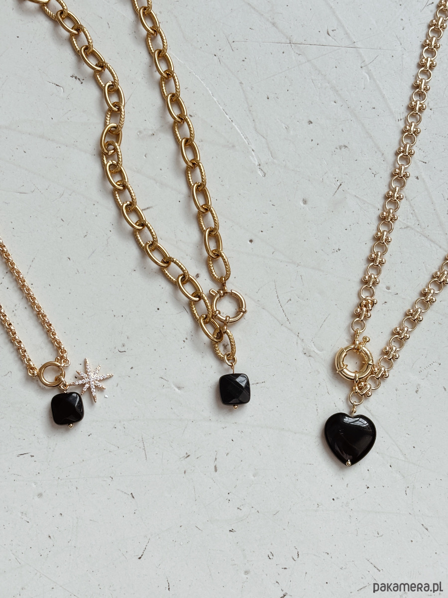 złote naszyjniki Naszyjnik łańcuszek Agat Czarny 3
