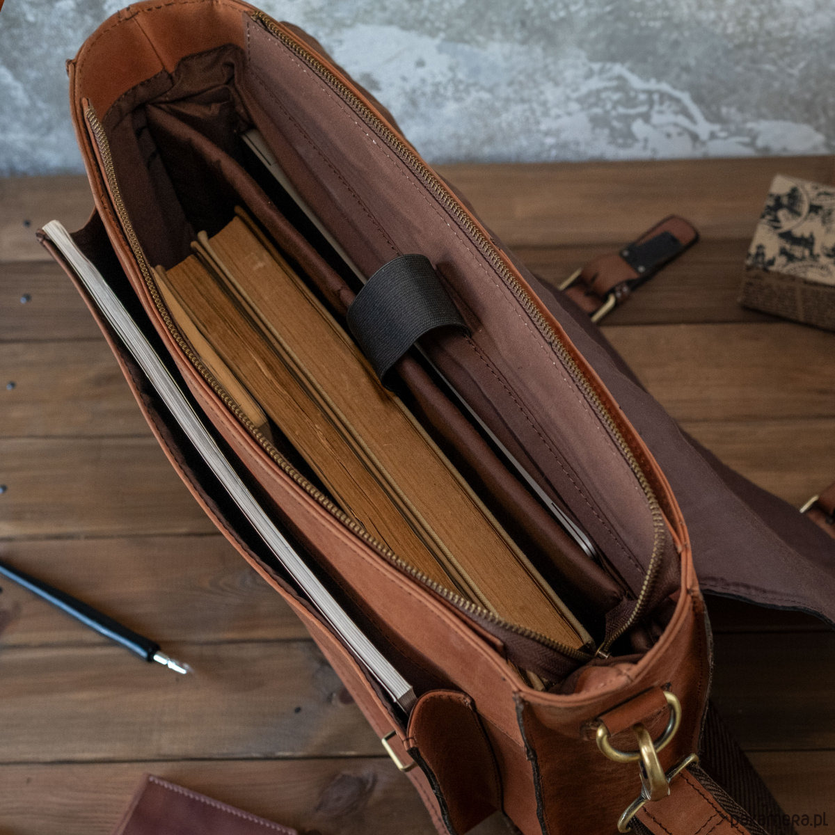 torby na ramię Torba Vintage Retro Skórzana Damska Męska Brązowa Skóra Belveder BL120 2