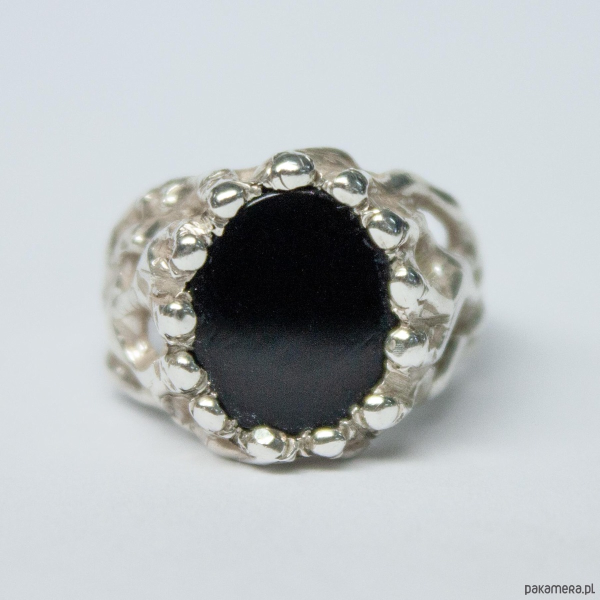 pierścionki srebrne Black Drop sygnet z onyksem 1