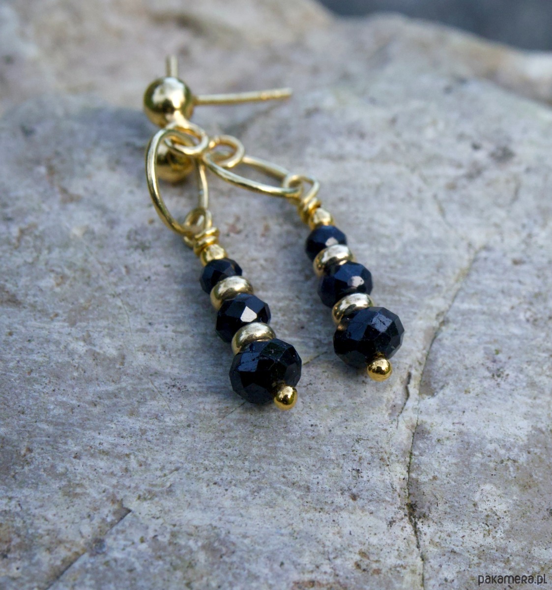 kolczyki pozłacane Szafirki #2, pozłacane srebrne kolczyki 1