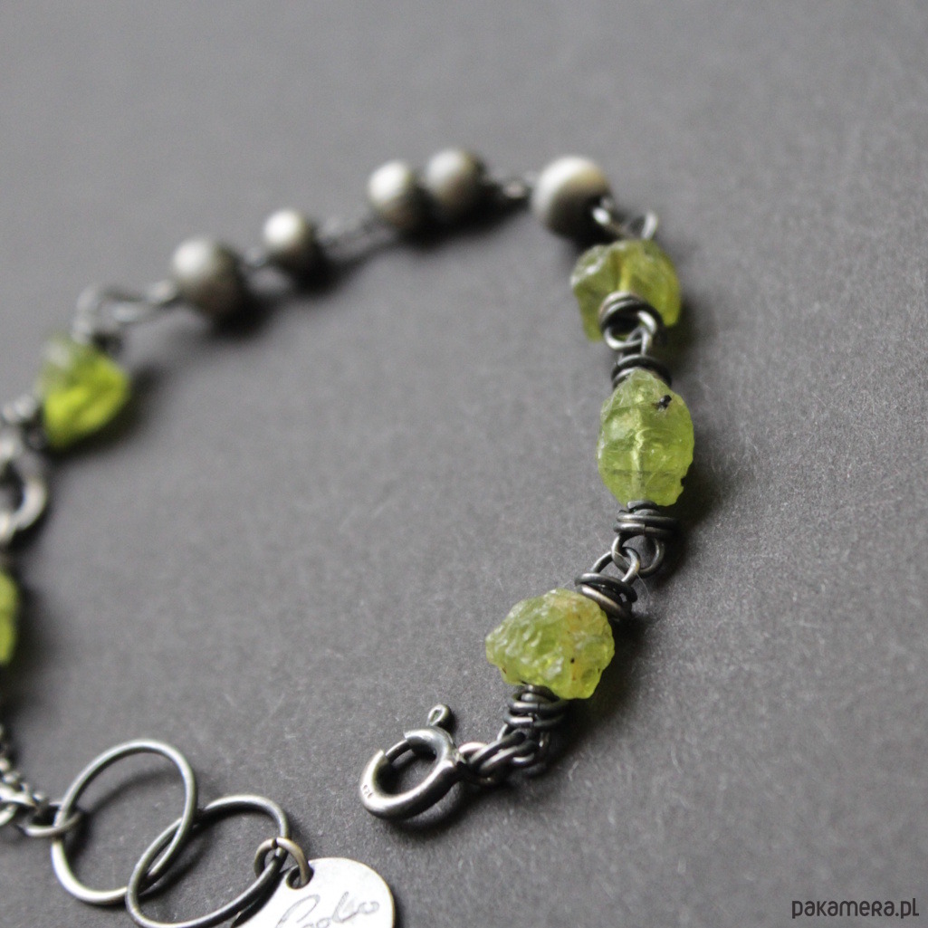 bransoletki z kamieni naturalnych Unikatowa bransoletka z oliwinami vol. I 3