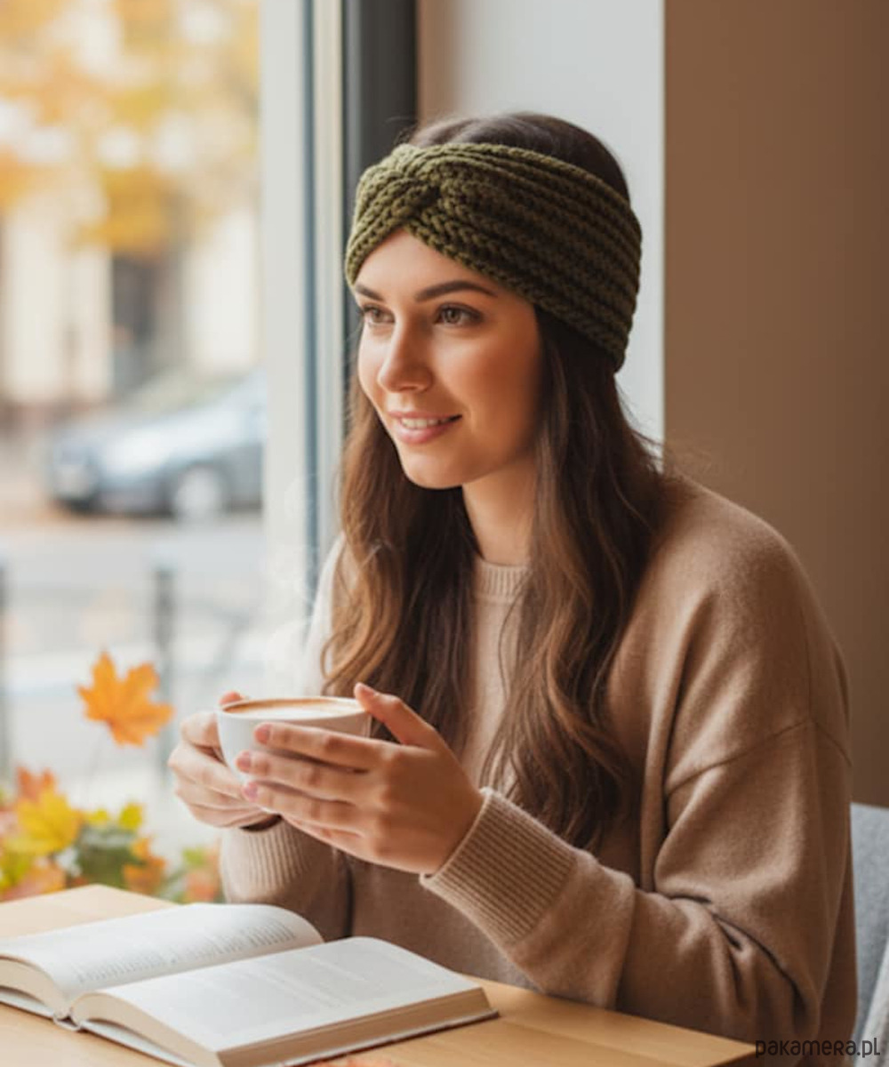 opaski do włosów Opaska damska na głowę na szydełku jesień zima 1