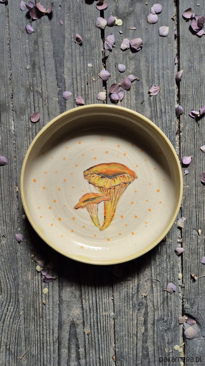 patery i talerze Kurka Talerz Głeboki na owsiankę, Pieprznik Jadalny, Talerz ilustrowany Grzyb 1