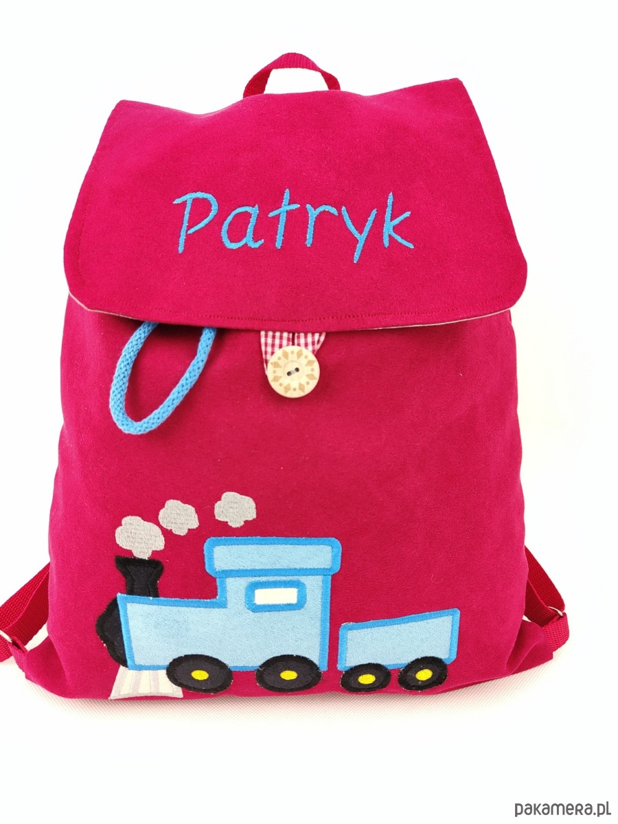torebki, worki i plecaki dziecięce Personalizowany plecak przedszkolaka, plecak z lokomotywą, plecak z imieniem 1