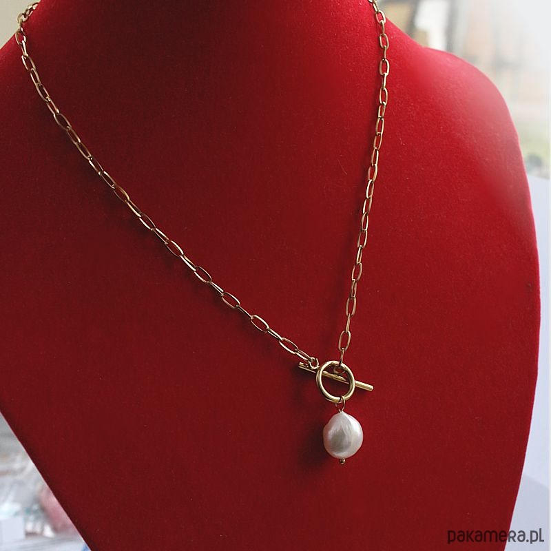 złote naszyjniki Choker z naturalną perłą słodkowodną 2