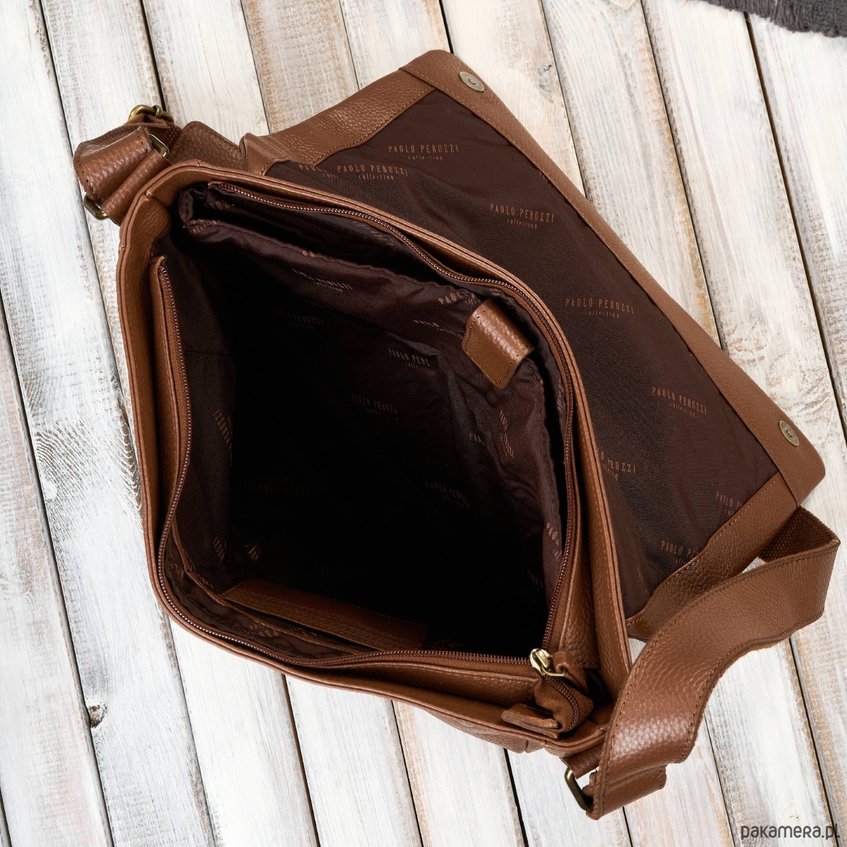 torby i nerki męskie Torba męska skórzana na laptopa na ramię brązowa Paolo Peruzzi IM-03-BR 5