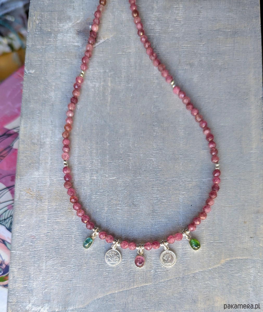 srebrne naszyjniki Turmaliny ze srebrnymi zawieszkami, naszyjnik 7