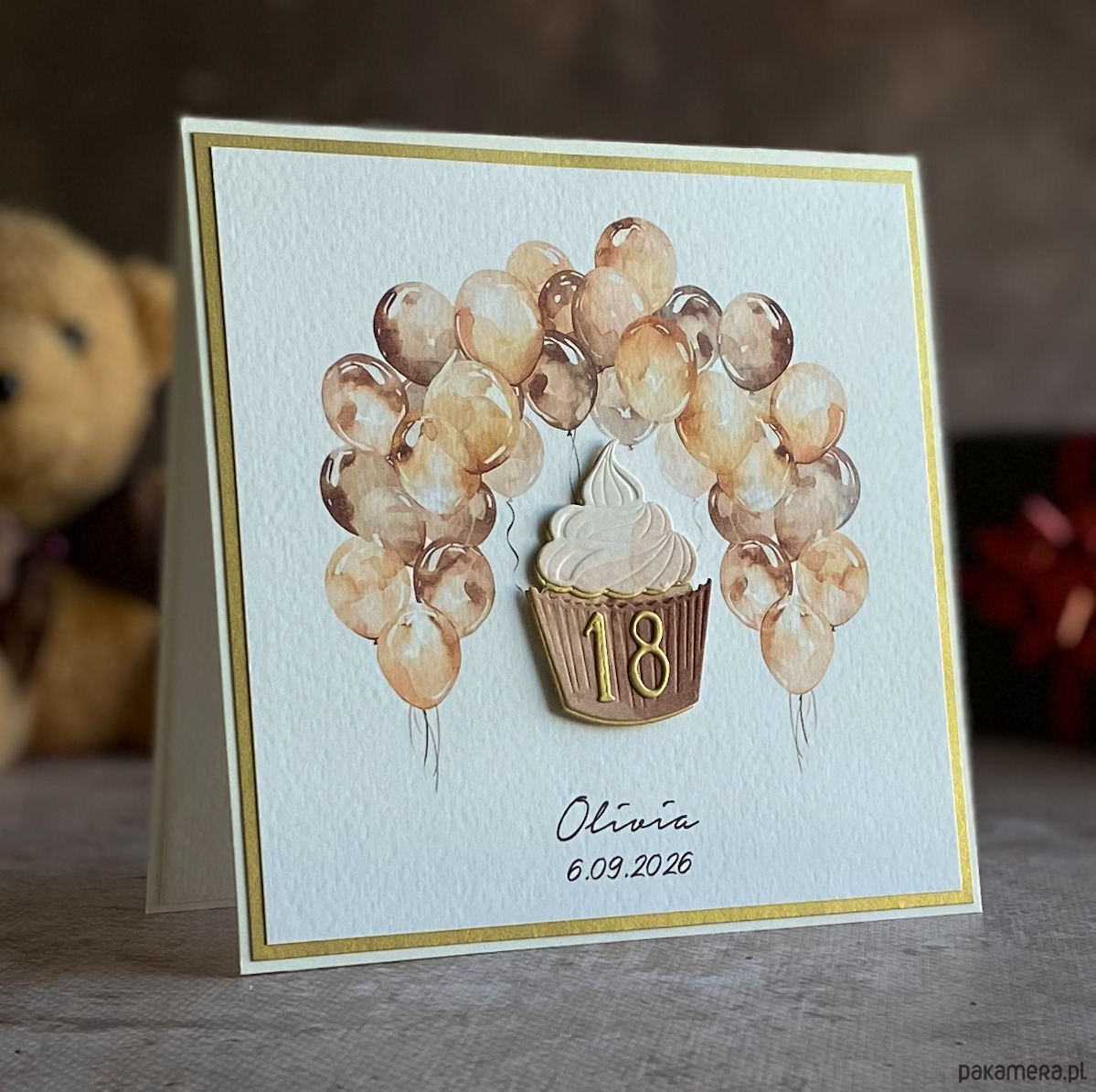 kartki scrapbooking Kartka na 18 urodziny z pudełkiem i kopertą, BH 20A 1