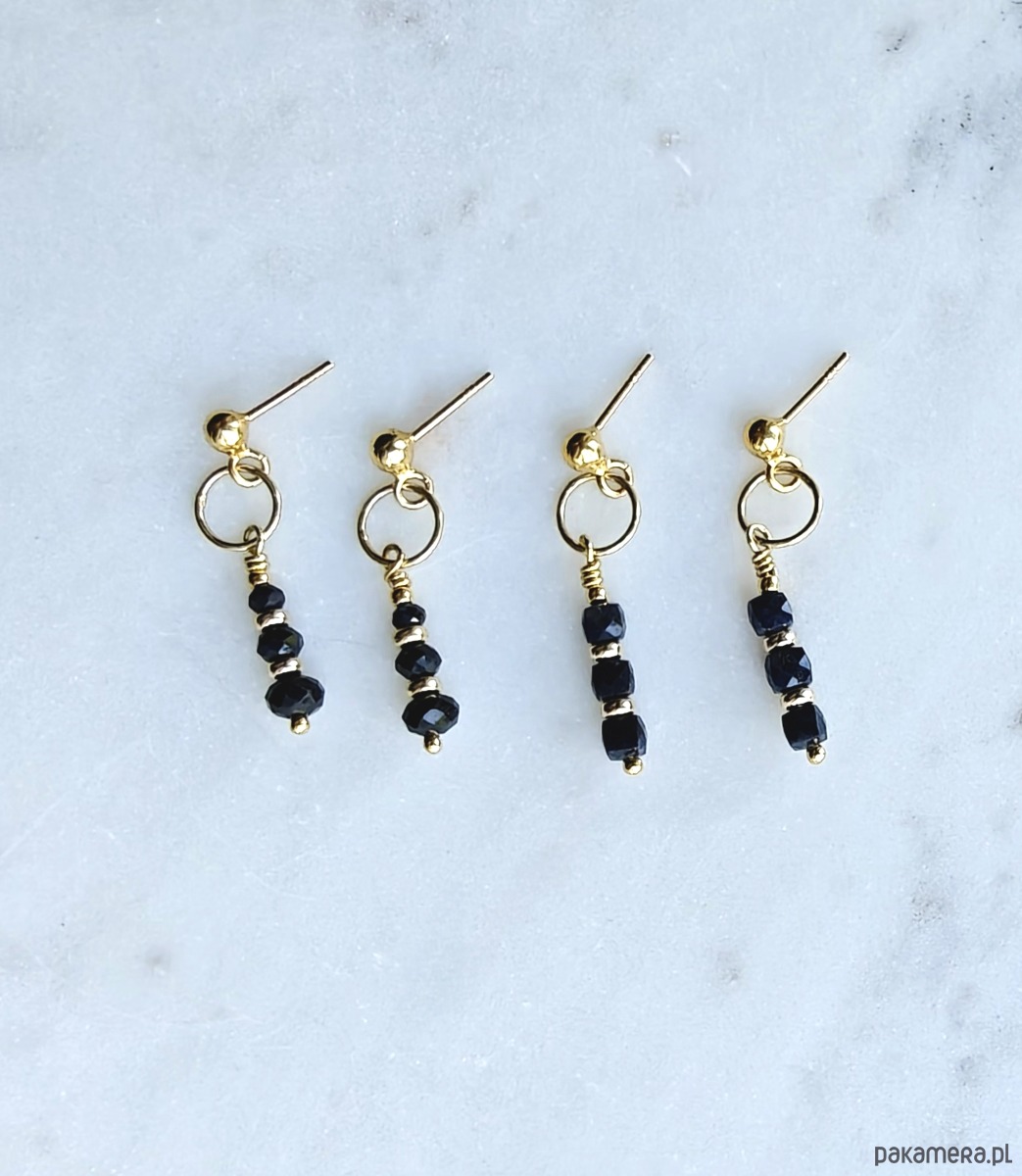 kolczyki pozłacane Szafirki #2, pozłacane srebrne kolczyki 3