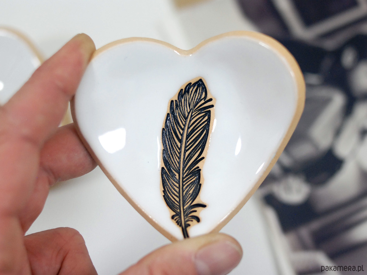 pojemniki na biżuterię Ceramiczne miseczka na twoje drobiazgi z piórkiem 3