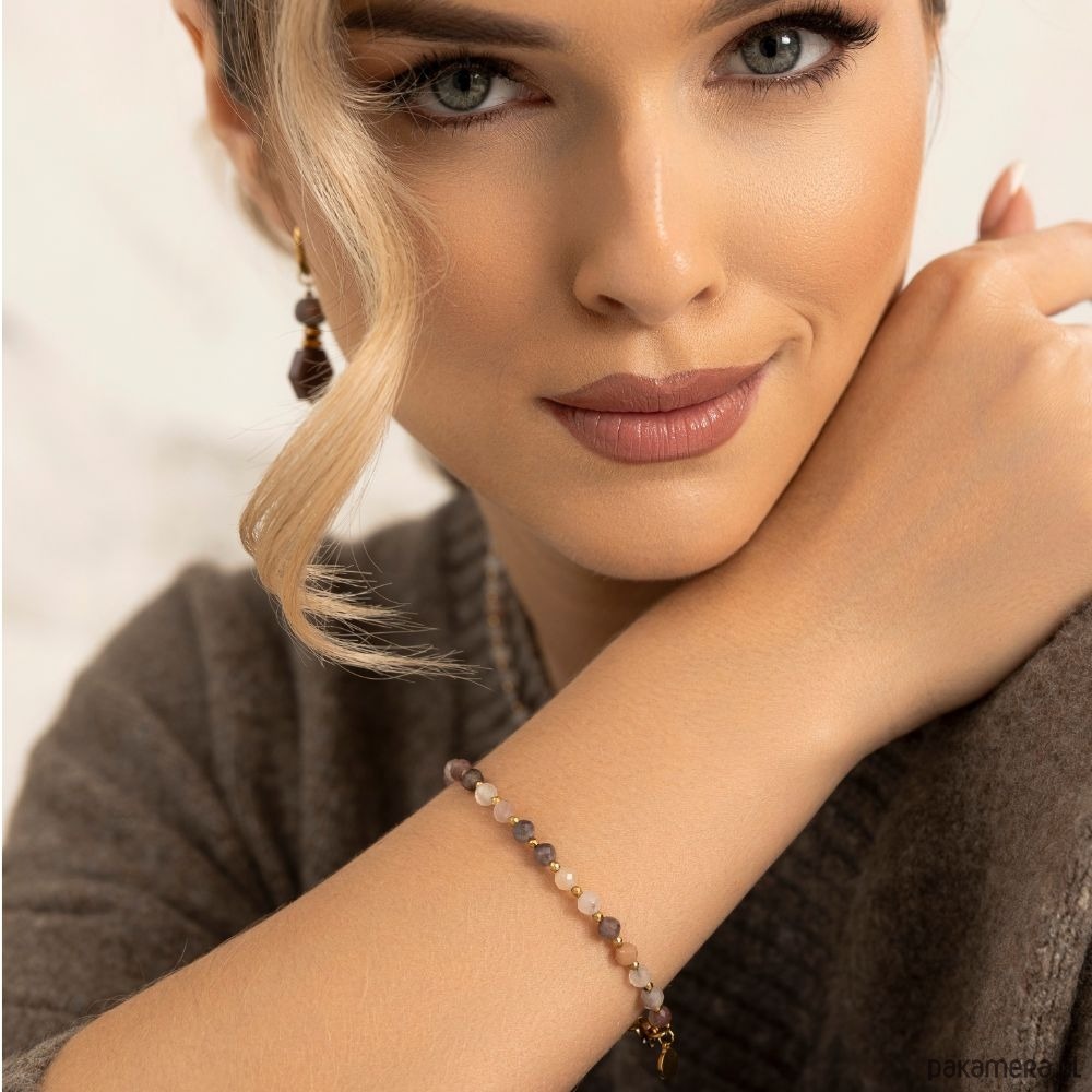 bransoletki z kamieni naturalnych Bransoletka z kamieniami kobiecej intuicji - Wersja Złota 1