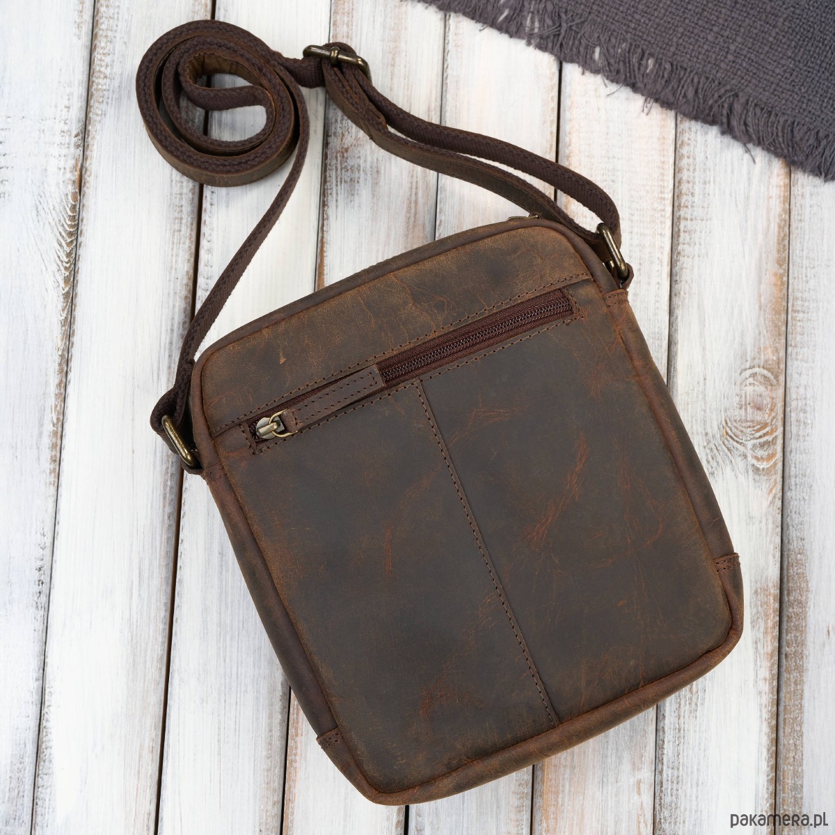 torby i nerki męskie Listonoszka męska skórzana saszetka na ramię brązowa vintage Paolo Peruzzi 8