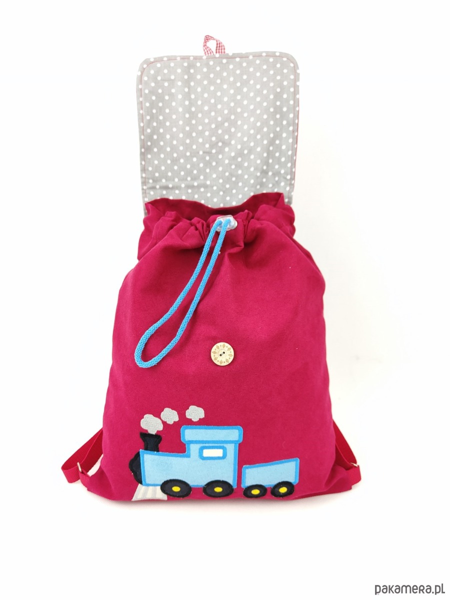 torebki, worki i plecaki dziecięce Personalizowany plecak przedszkolaka, plecak z lokomotywą, plecak z imieniem 2