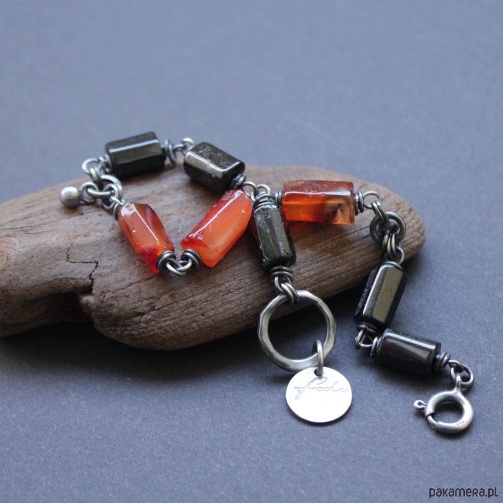 bransoletki z kamieni naturalnych Bransoletka Ognisty Karneol z Turmlinem 1