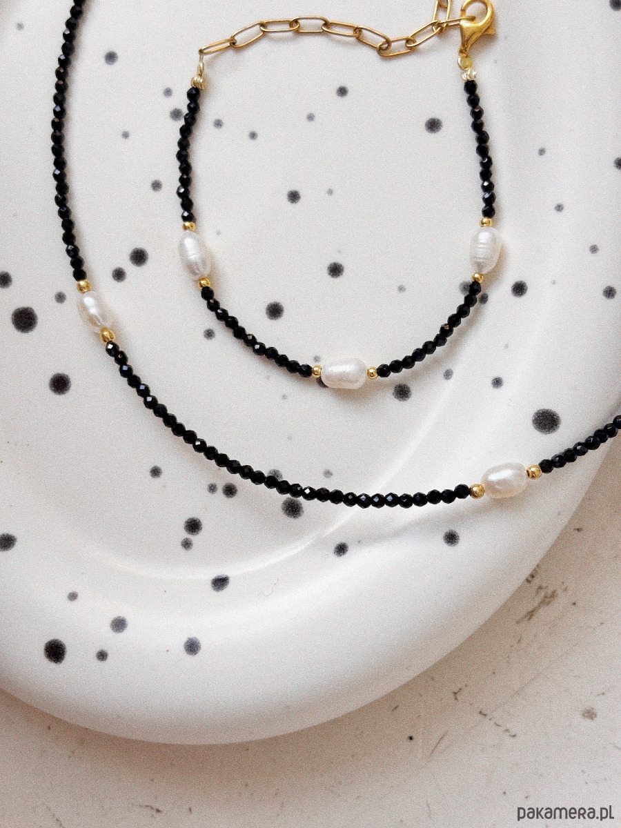 złote naszyjniki Naszyjnik czarny z perłami 3