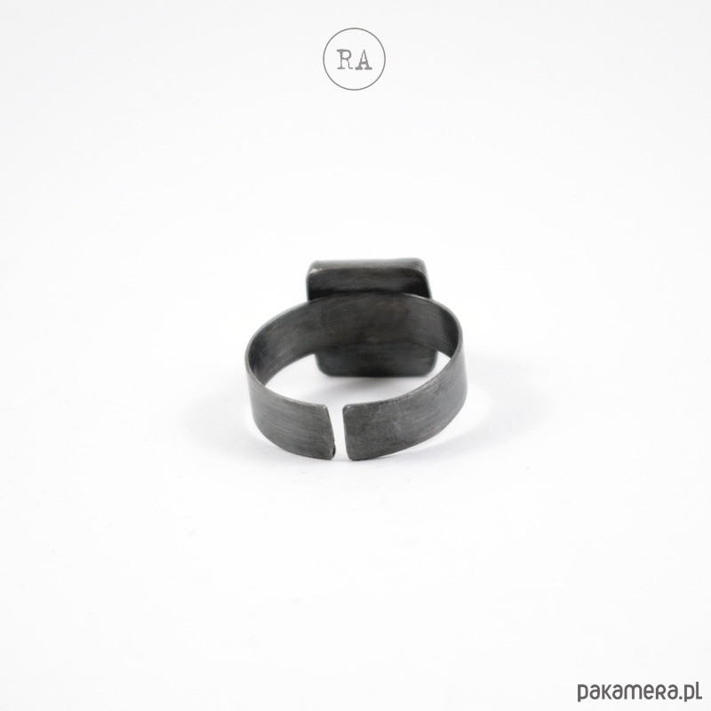 pierścionki srebrne Fluoryt: srebrny pierścień regulowany oksydowany 2