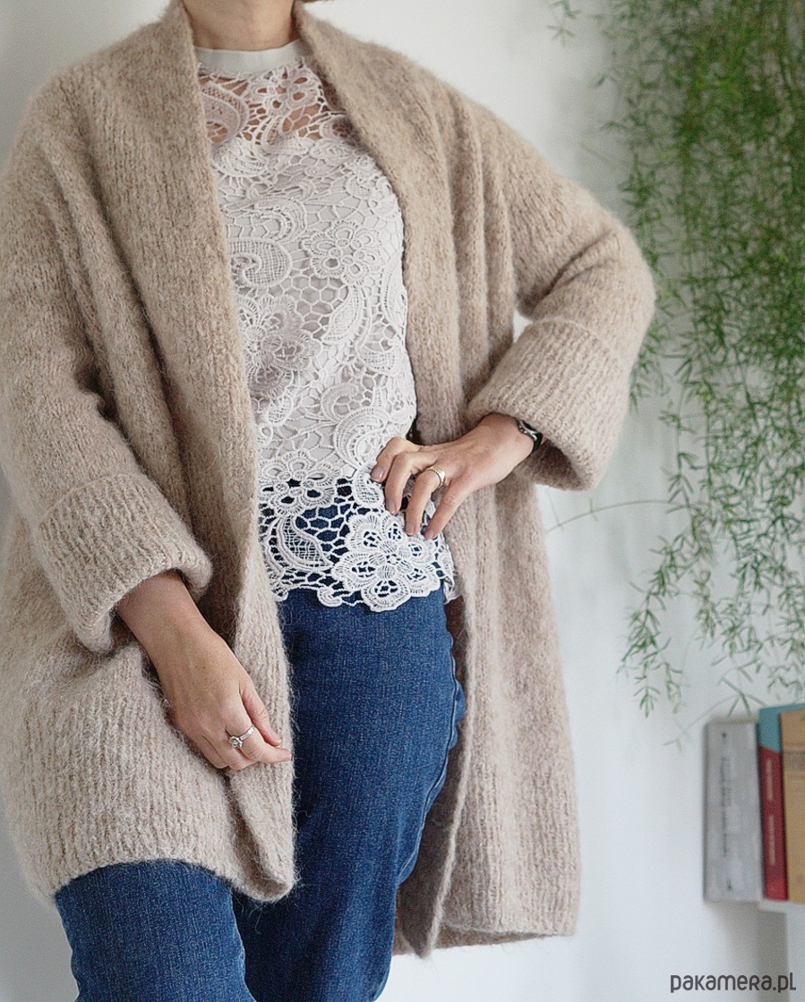 kardigany damskie Kardigan Haske beżowy 2