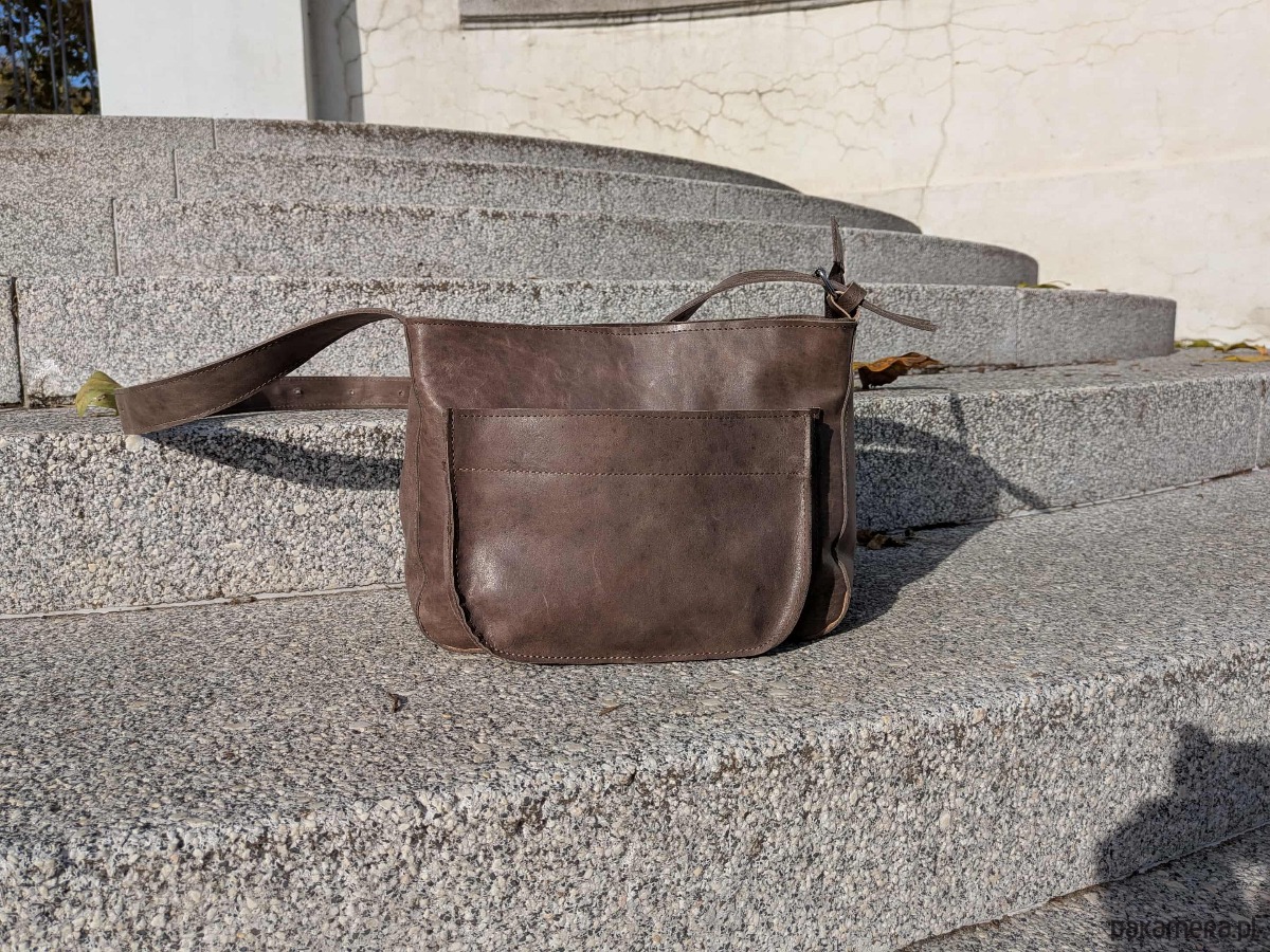 torby na ramię Brązowa kakaowa skórzana torebka listonoszka 6