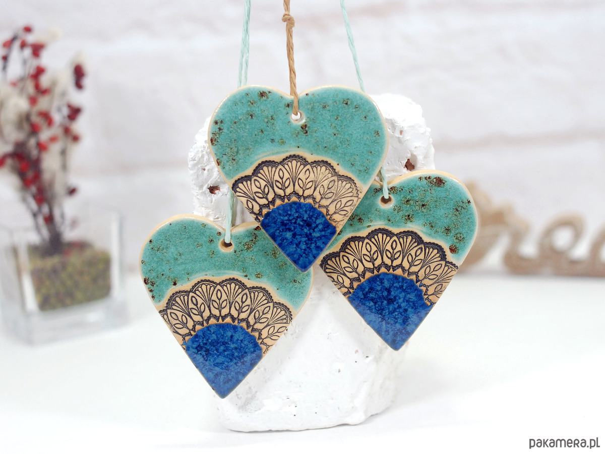ozdoby choinkowe Dekoracje choinkowe serca - ozdoby ceramiczne 4