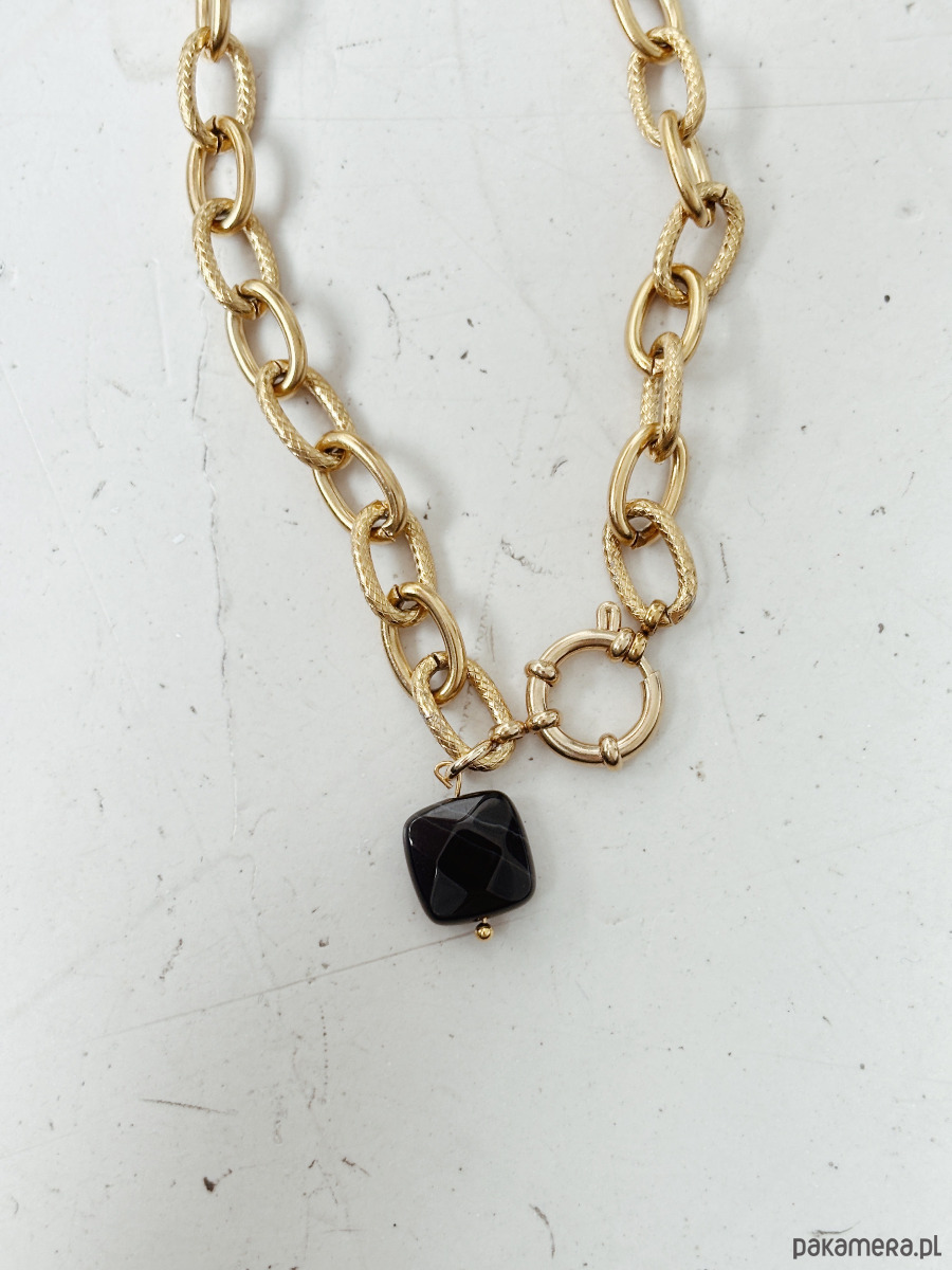 złote naszyjniki Naszyjnik łańcuszek Agat Czarny 6