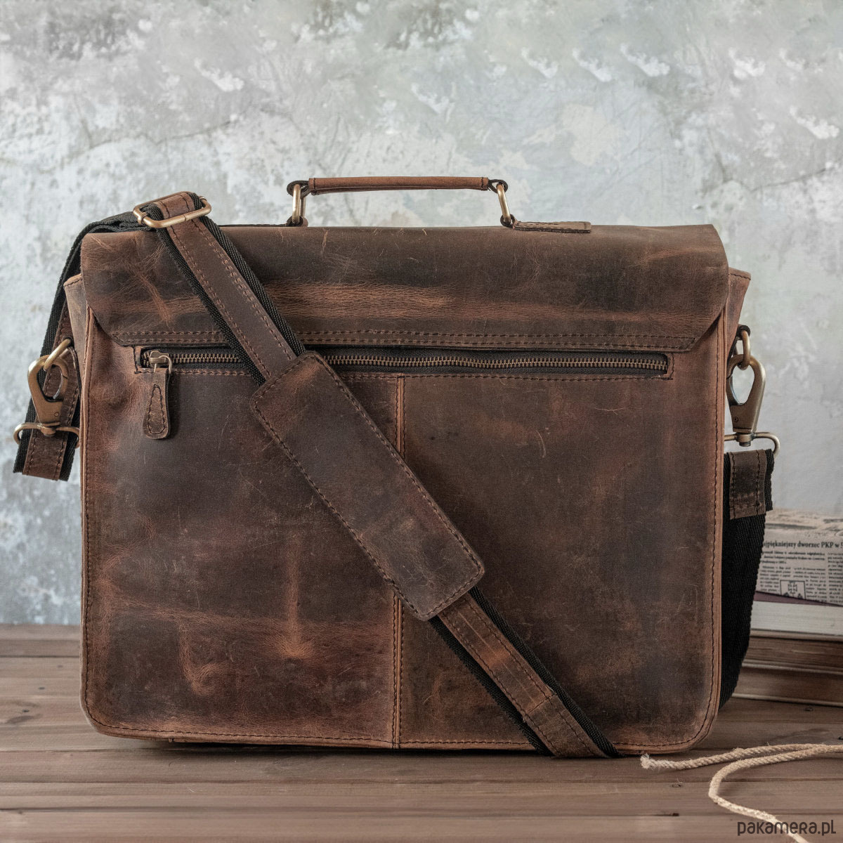 torby na ramię Torba Listonoszka A4 Vintage Skórzana z Kieszeniami Brązowa Belveder BL114 6