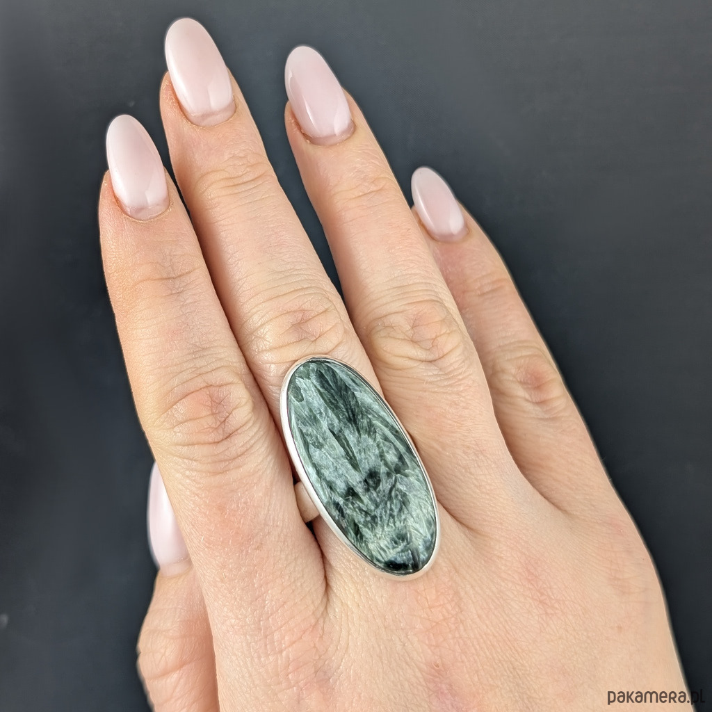 pierścionki srebrne Pierścionek Serafinit leśne szepty 4