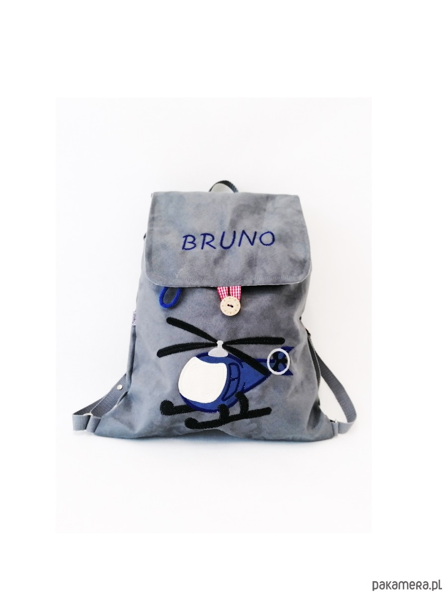 torebki, worki i plecaki dziecięce Prezent dla chłopca - plecak z helikopterem i imieniem 3