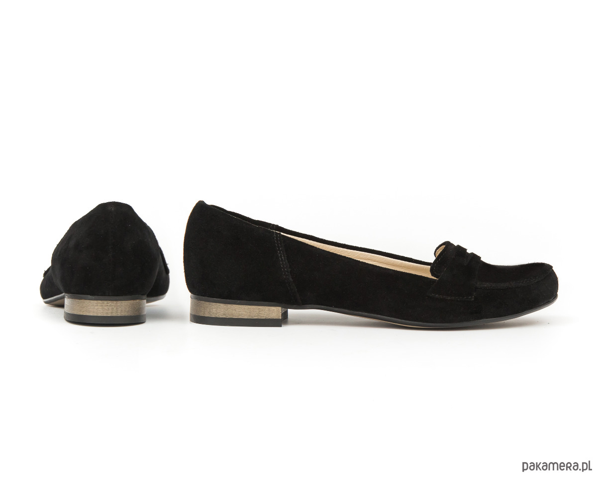 baleriny damskie SKÓRZANE BALERINKI ZAPATO 025 CZARNY WELUR 1