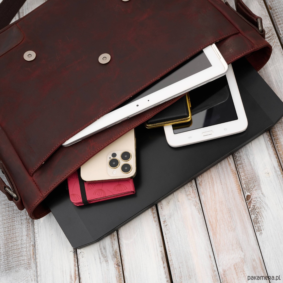 torby i nerki męskie Torba skórzana męska na ramie na laptopa brązowa vintage SL-09-BR 8