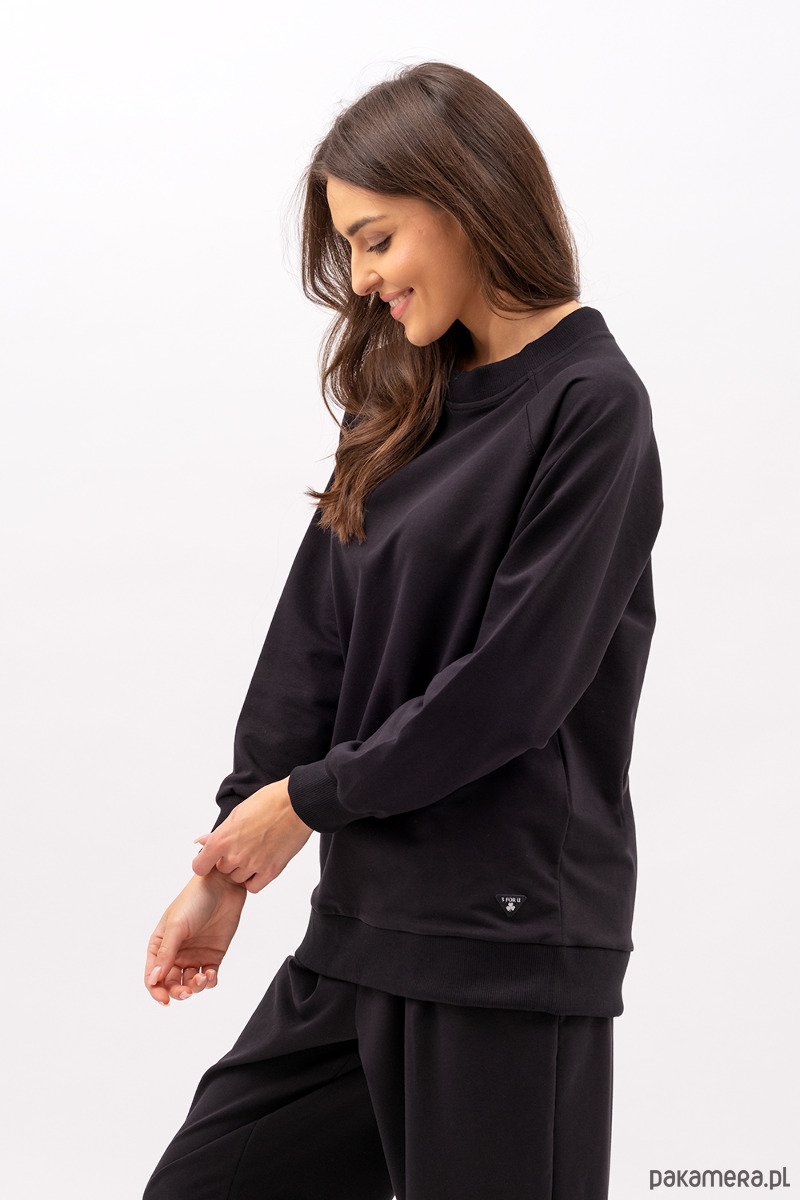 bluza bez kaptura damska Bluza damska raglan basic ,,ADALET"czarny 1