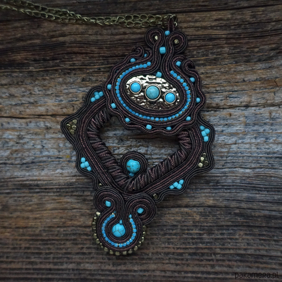 komplet biżuterii Brąz i turkus - sutaszowy komplet biżuterii 7