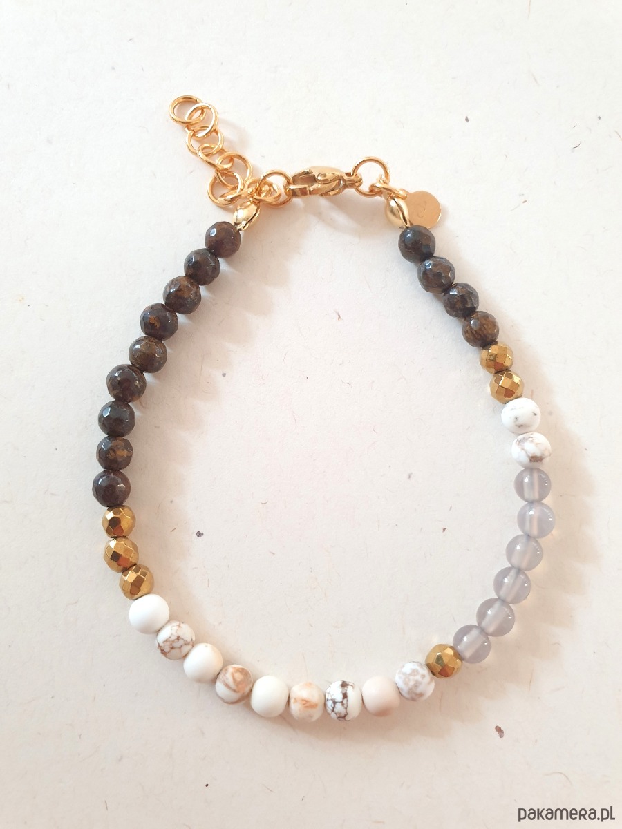 bransoletki z kamieni naturalnych Bransoletka NEO bronzyt, kwarc dymny, howlit 3