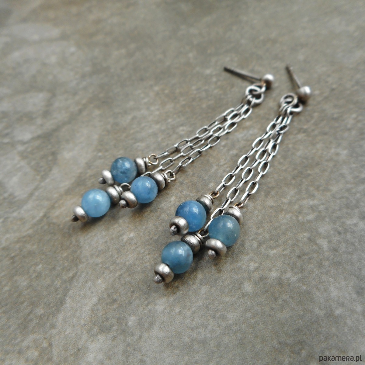 kolczyki srebrne Błękitne kolczyki srebro 925 1