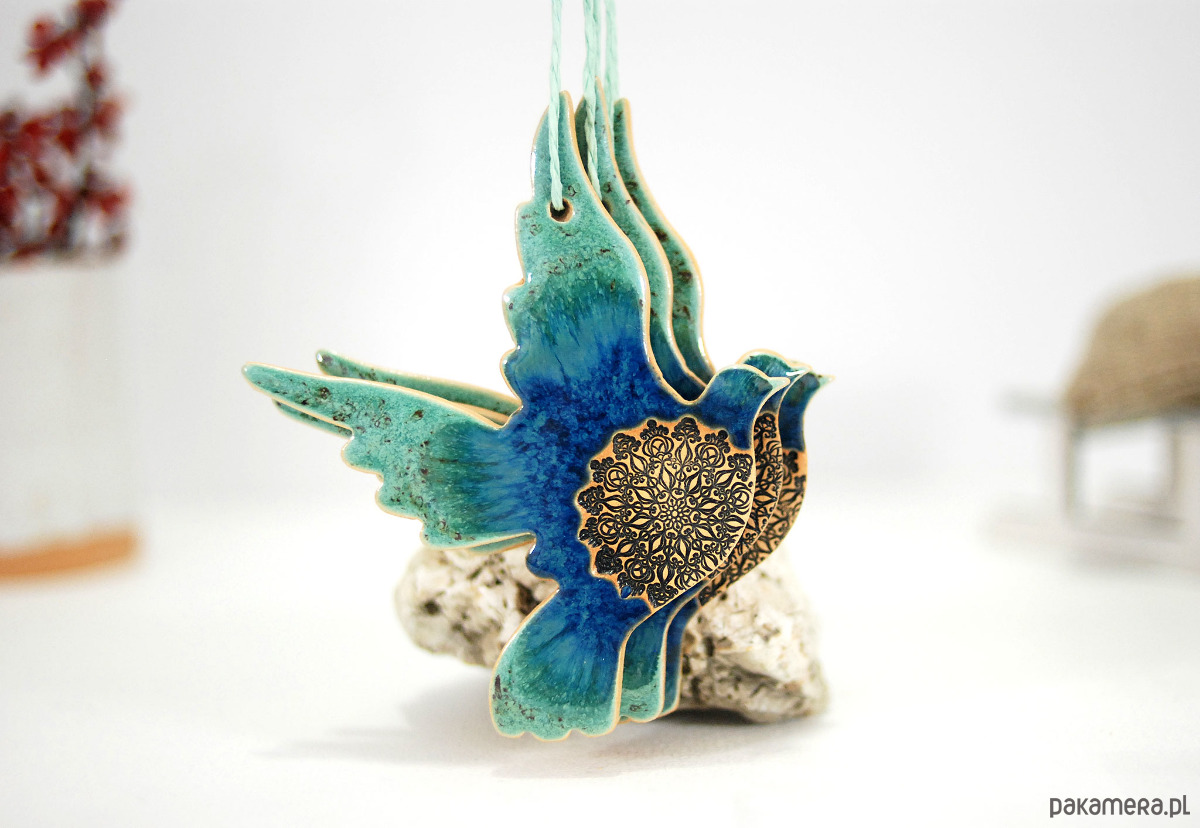 ozdoby choinkowe Turkusowe ptaki w locie - ozdoby na choinkę 2