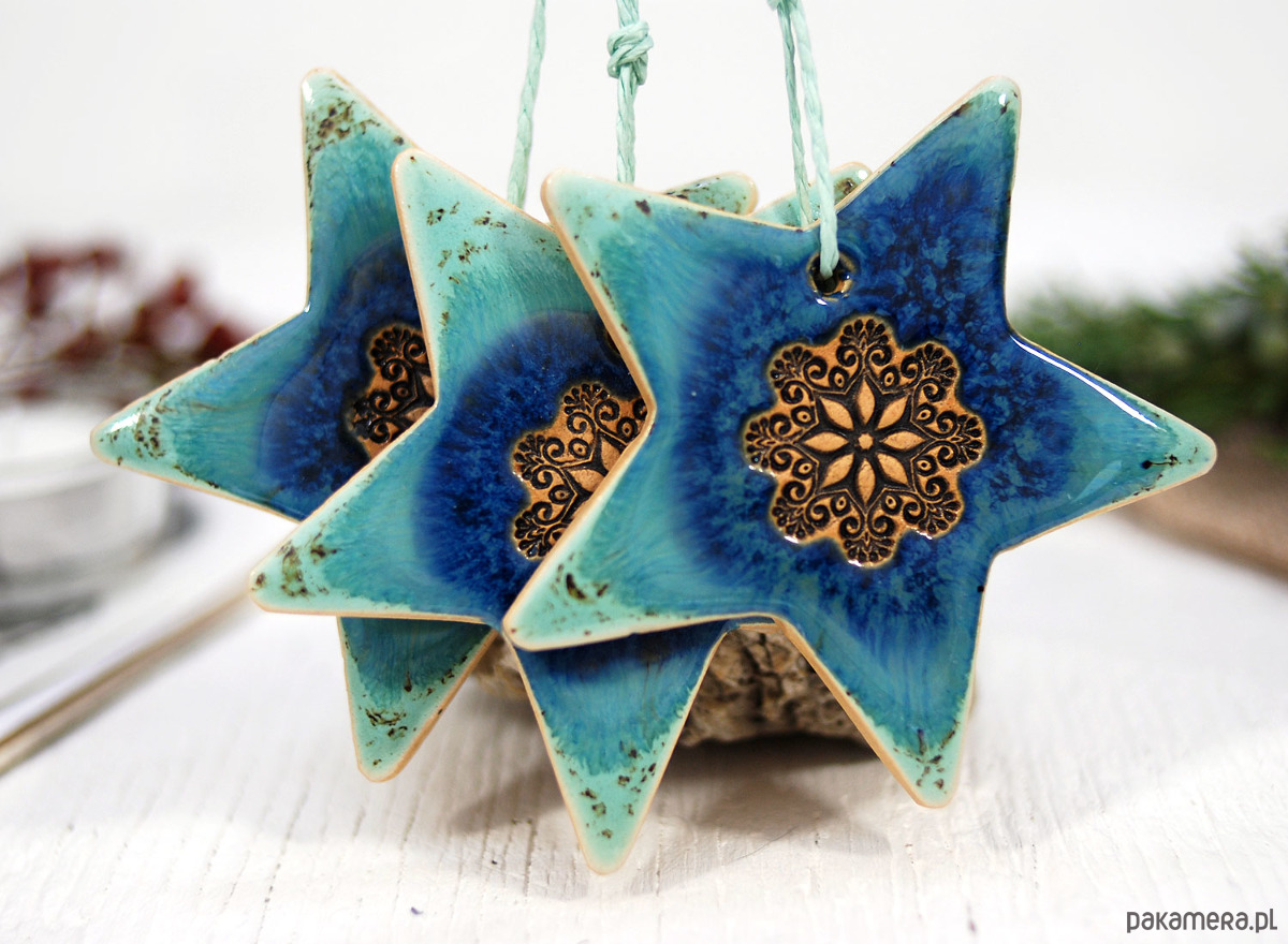 ozdoby choinkowe Turkusowe ozdoby choinkowe - gwiazdki laguna 3