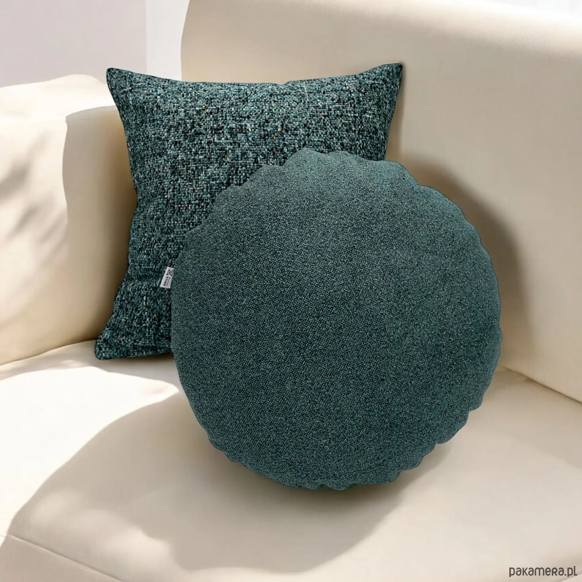 poduszki gładkie Okrągła ciemnozielona poduszka dekoracyjna 45 cm Ronda 2