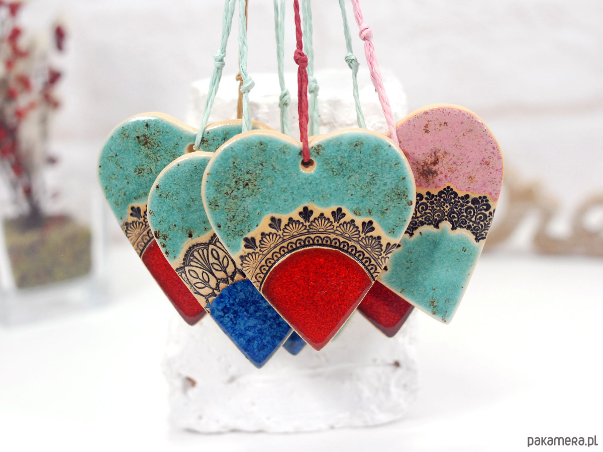 ozdoby choinkowe Dekoracje choinkowe serca - ozdoby ceramiczne 2