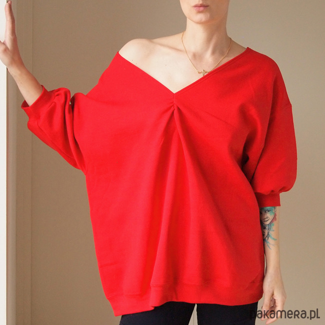 bluza bez kaptura damska Wielka Dwustronna Bluza Bomba Czerwona 2