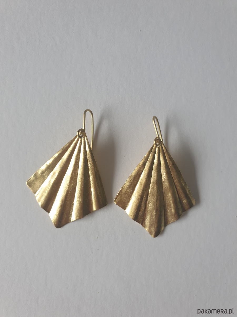 kolczyki z mosiądzu Kolczyki ORIGAMI małe wachlarze, mosiądz surowy 1