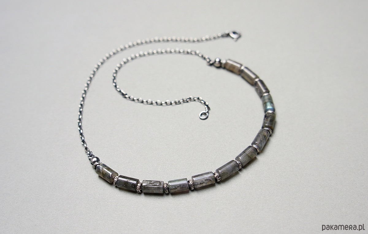 korale Labradorytowe walce  - naszyjnik 4