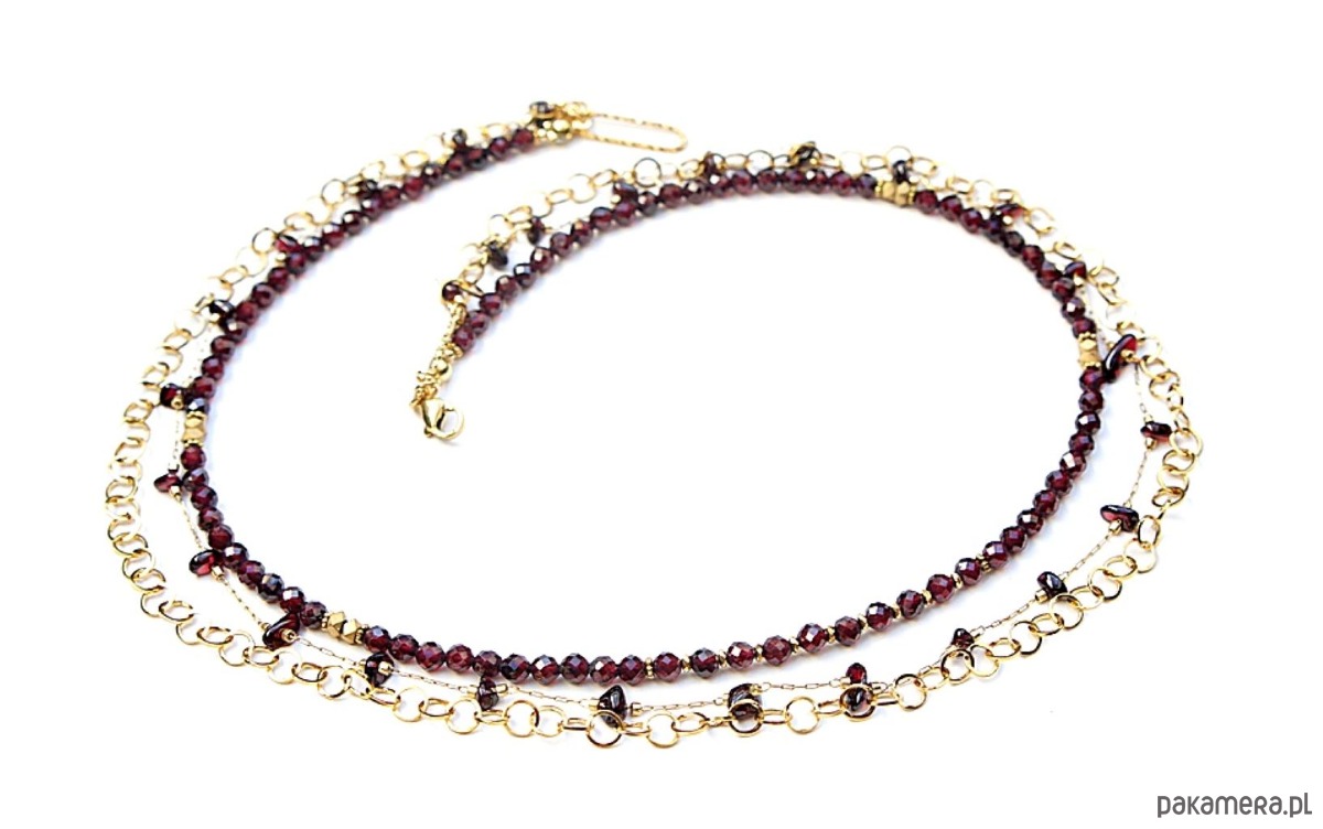 korale Triple - Granaty /naszyjnik/  - Szlachetna kolekcja 4