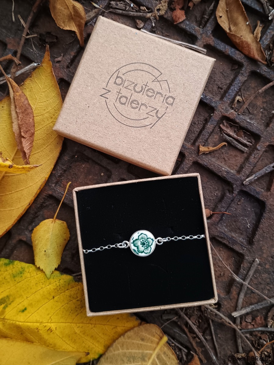 bransoletki ceramiczne Bransoletka z zielonym kwiatkiem 1