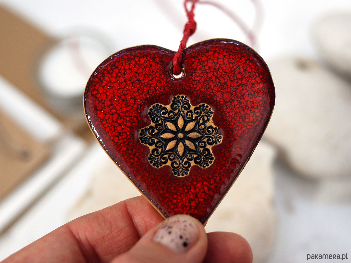 ozdoby choinkowe 3 ceramiczne serca lawa - ozdoby choinkowe 1