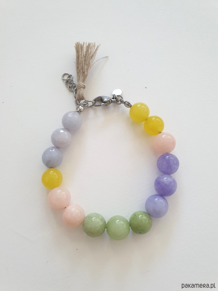bransoletki z kamieni naturalnych Bransoletka SPRING z jadeitem, fiolet, róż, żółty, zieleń 3
