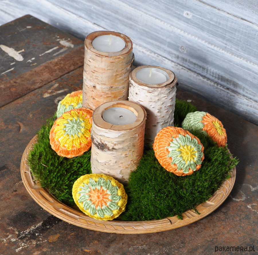 świeczniki i świece Brzozowe świeczniki-pieńki 3szt 3