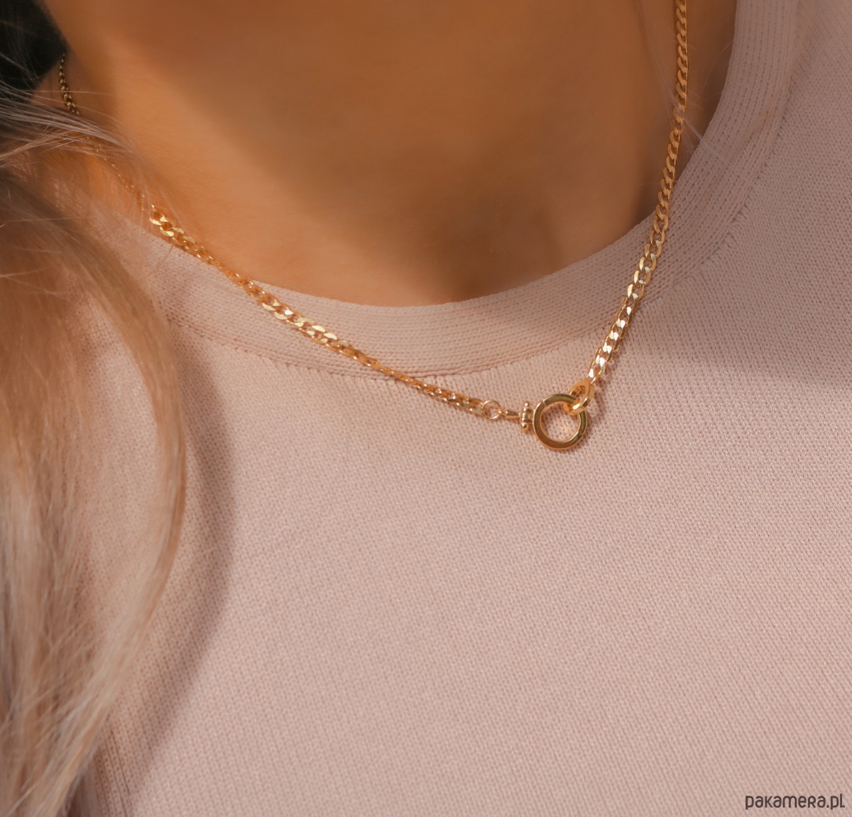 złote naszyjniki Naszyjnik z ozdobnym zapięciem srebro 925 pozłacane 2