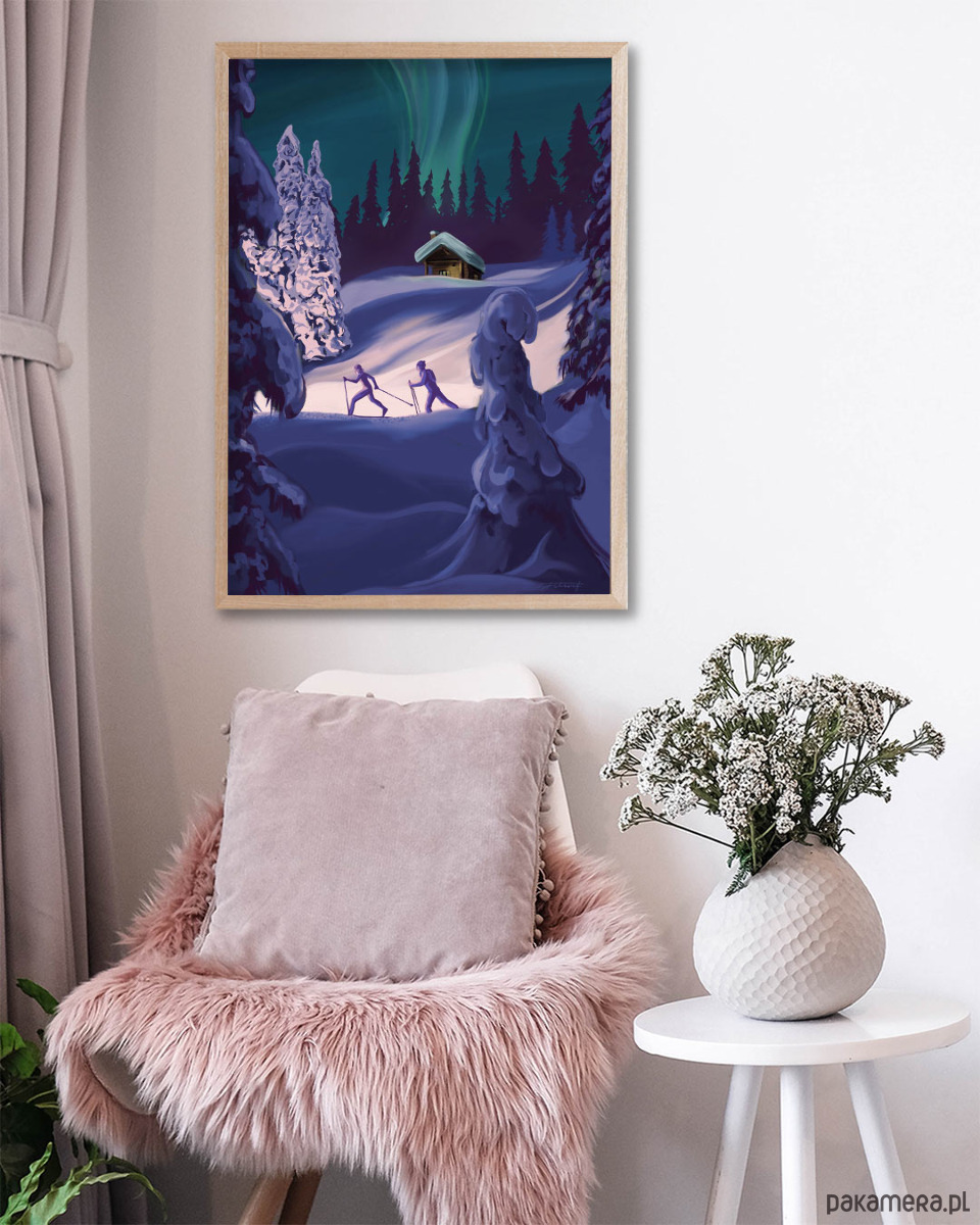 plakaty Plakat narciarski zorza polarna Aurora borealis 2