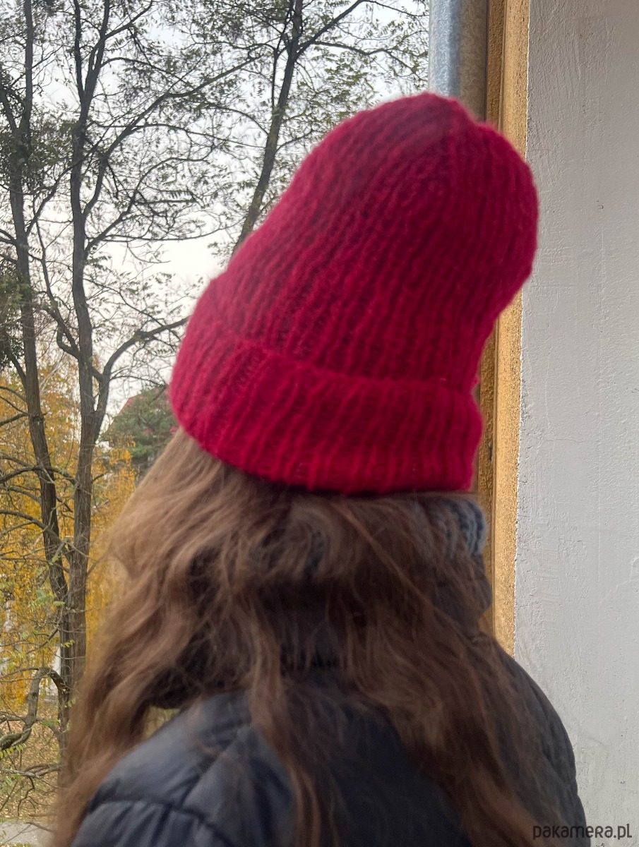 czapki damskie Jesienna czapka z alpaki i jedwabiu czerwona Dimma 4