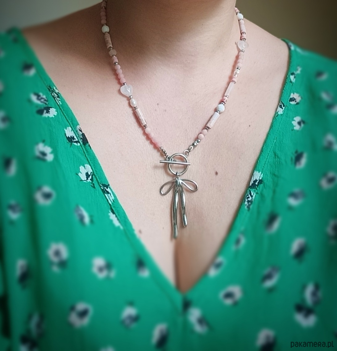 chokery Naszyjnik pinky pink : różowy naszyjnik z kokardką 2